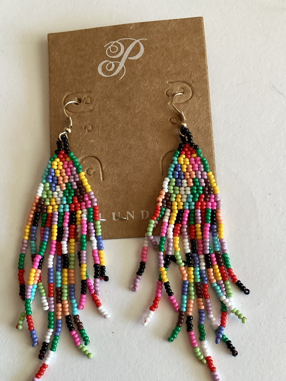 Plunder‎ Multicolor Seed Bead Fringe Earrings